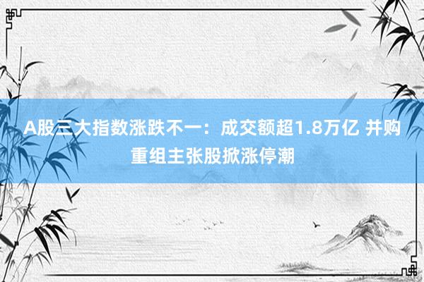 A股三大指数涨跌不一：成交额超1.8万亿 并购重组主张股掀涨停潮