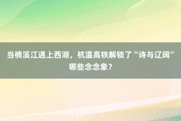 当楠溪江遇上西湖，杭温高铁解锁了“诗与辽阔”哪些念念象？